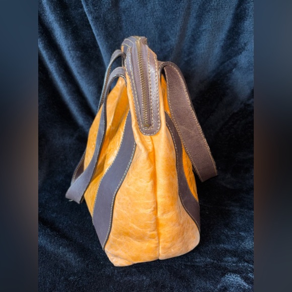 Latico Leathers Orange & Brown Genuine Leather Shoulder Bag - Picture 3 of 15